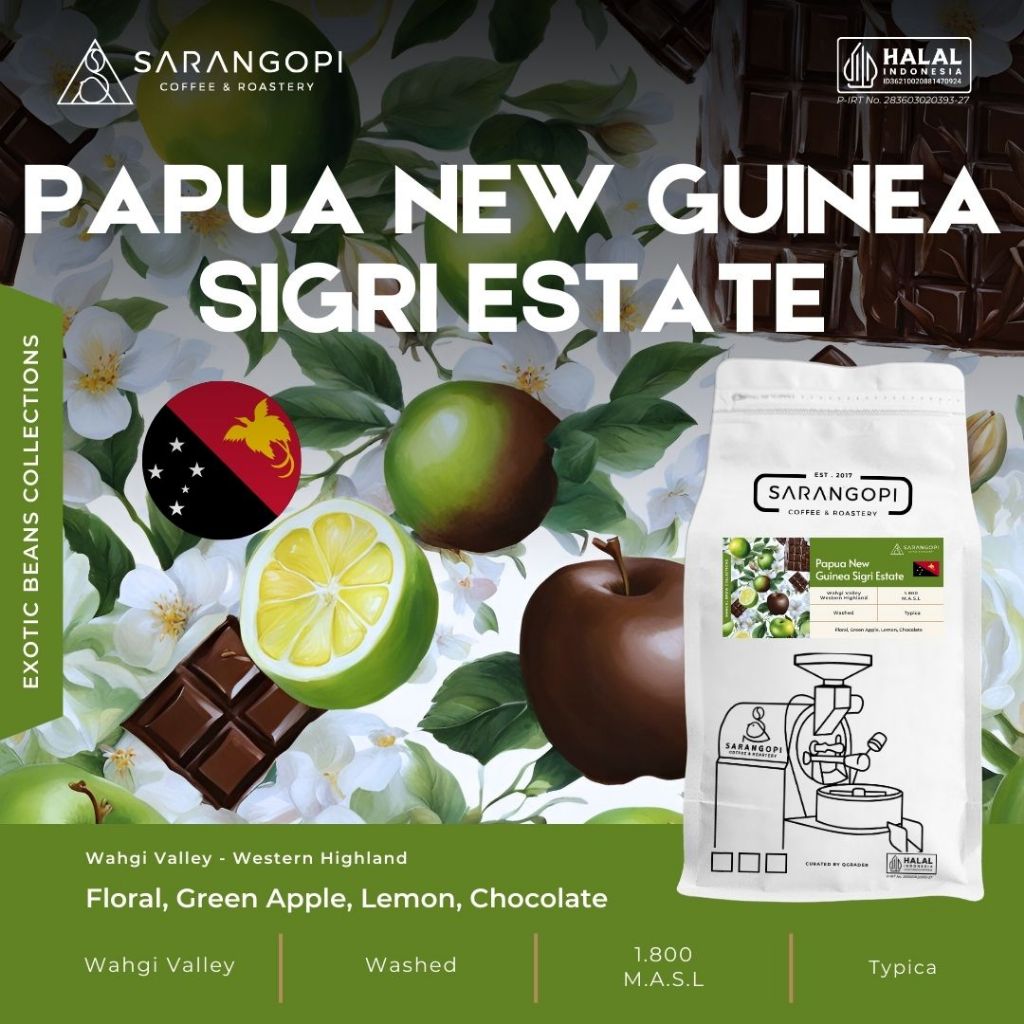 

Papua New Guinea Sigri Estate Kopi Arabika - Sarangopi Roastery Speciality Beans V60 Coffee