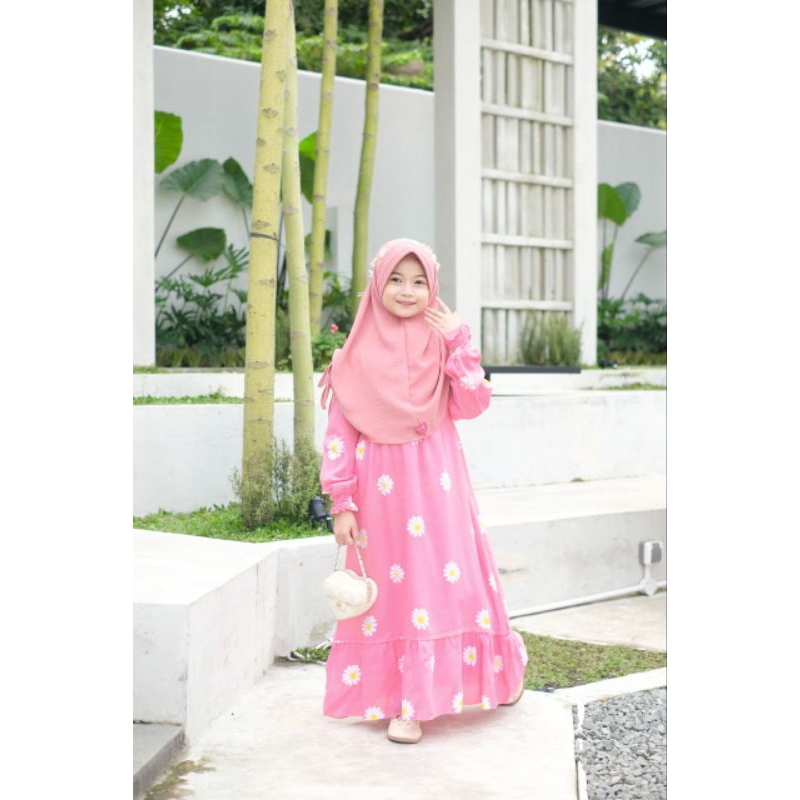 Gamis Set Hijab Anak Eksklusif Umur 3 sampai 13 Tahun