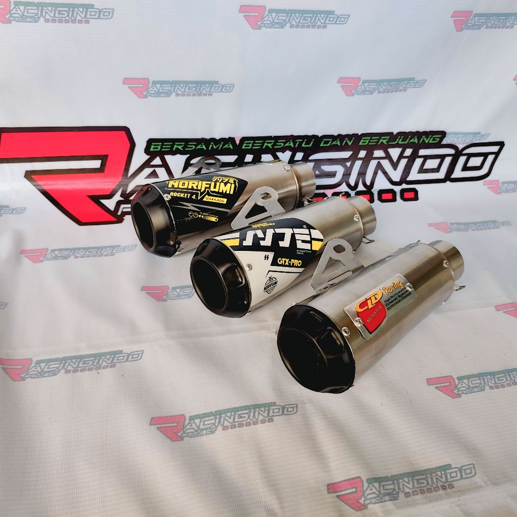 Knalpot racing NORIFUMI GTX BEBEK TRAIL SILINCER ONLY INLET 50 MM supra x jupiter karisma revo smash