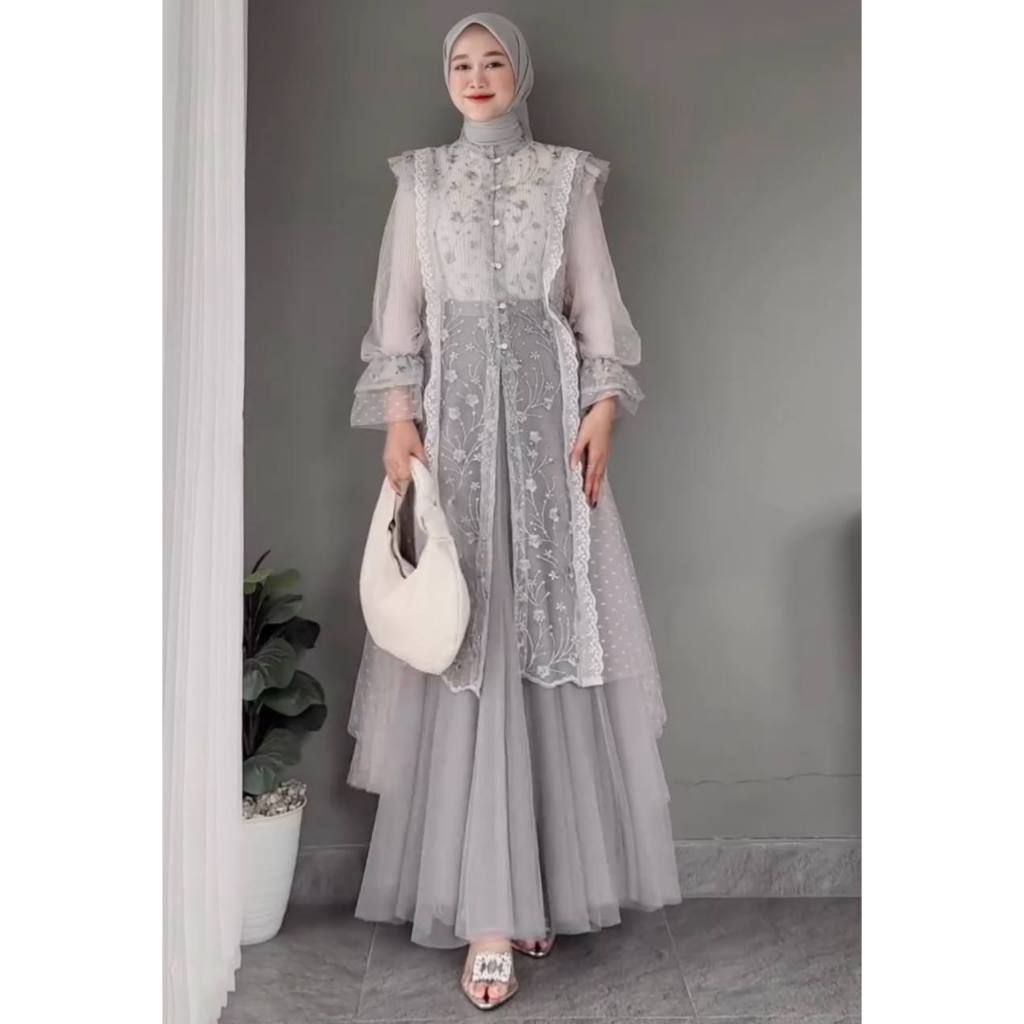 Sarah outer brukat baju luaran/cardigan tile bordir mix brukat/baju lebaran 2025/pesta/kondangan/per