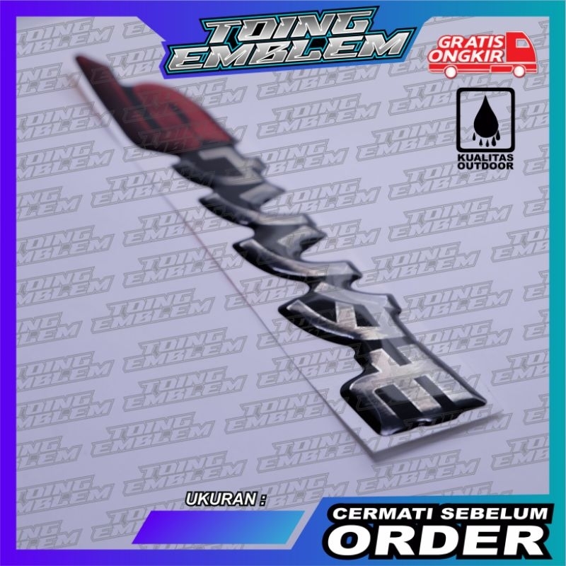 emblem timbul Scoopy Jepang, emblem timbul Scoopy font jepang