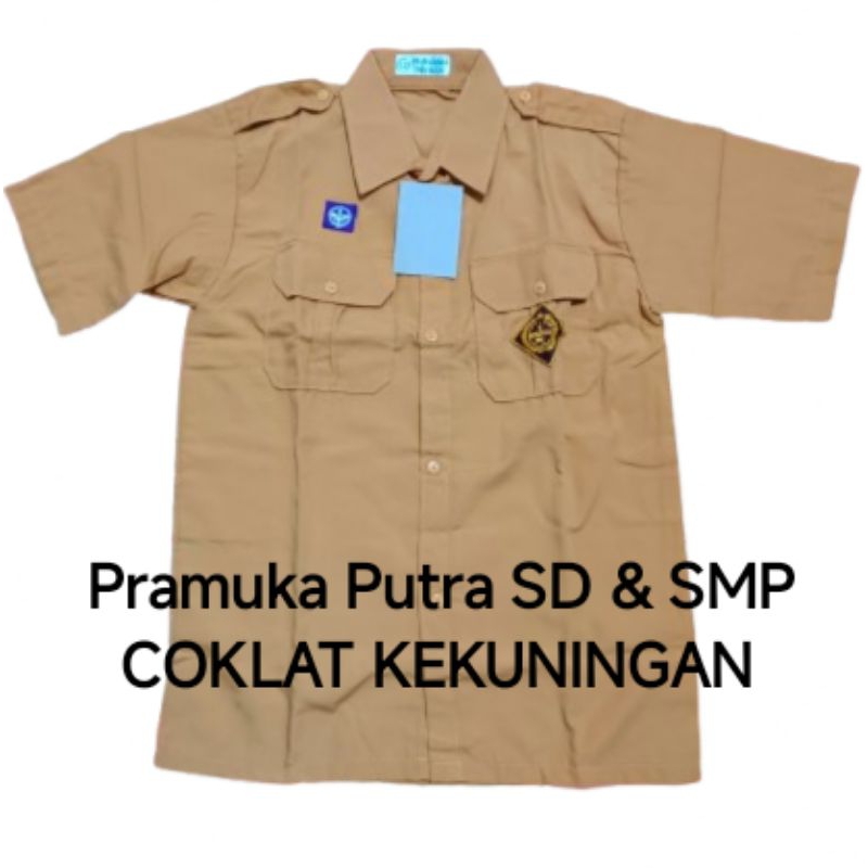 Baju Pramuka Putra SD & SMP Lengan Pendek Size Kecil Sampai Jumbo Baju Pramuka Putra Seragam Sekolah