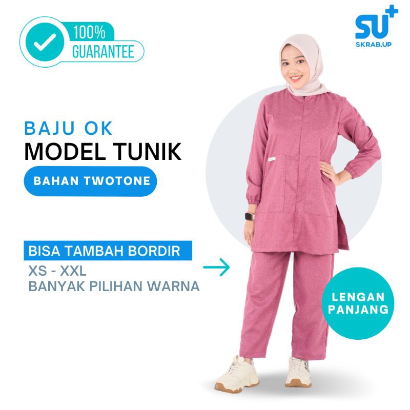 Scrub Tunik Lengan Panjang / Ovary Series Two tone / Baju OK Dokter / Baju OK Perawat / Baju Jaga Me