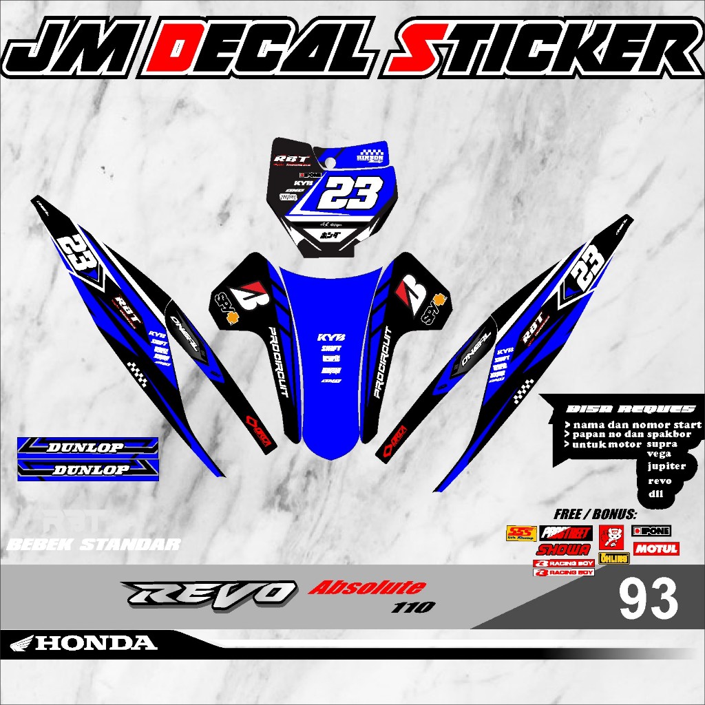 Sticker SEMI DECAL fullbody RBT REVO ABSOLUTE 110  rbt VEGA BEBEK MODIF SUPERMOTO YZ CRF KLX RBT new