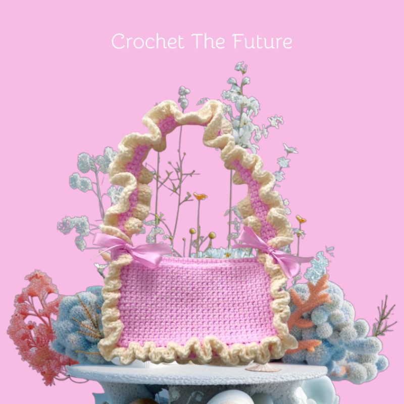 Crochet Ruffle Bag | Shoulder Bag | Pinterest Bag | Pink Aesthetic Bag | Tas Pinterest | Tas Aesthet
