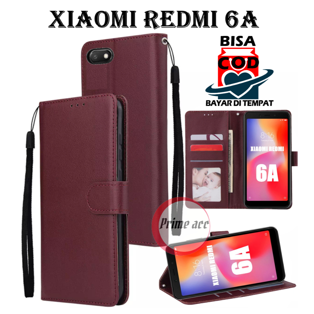 flip case wallet XIAOMI REDMI 6A cover premium  casing dompet handphone