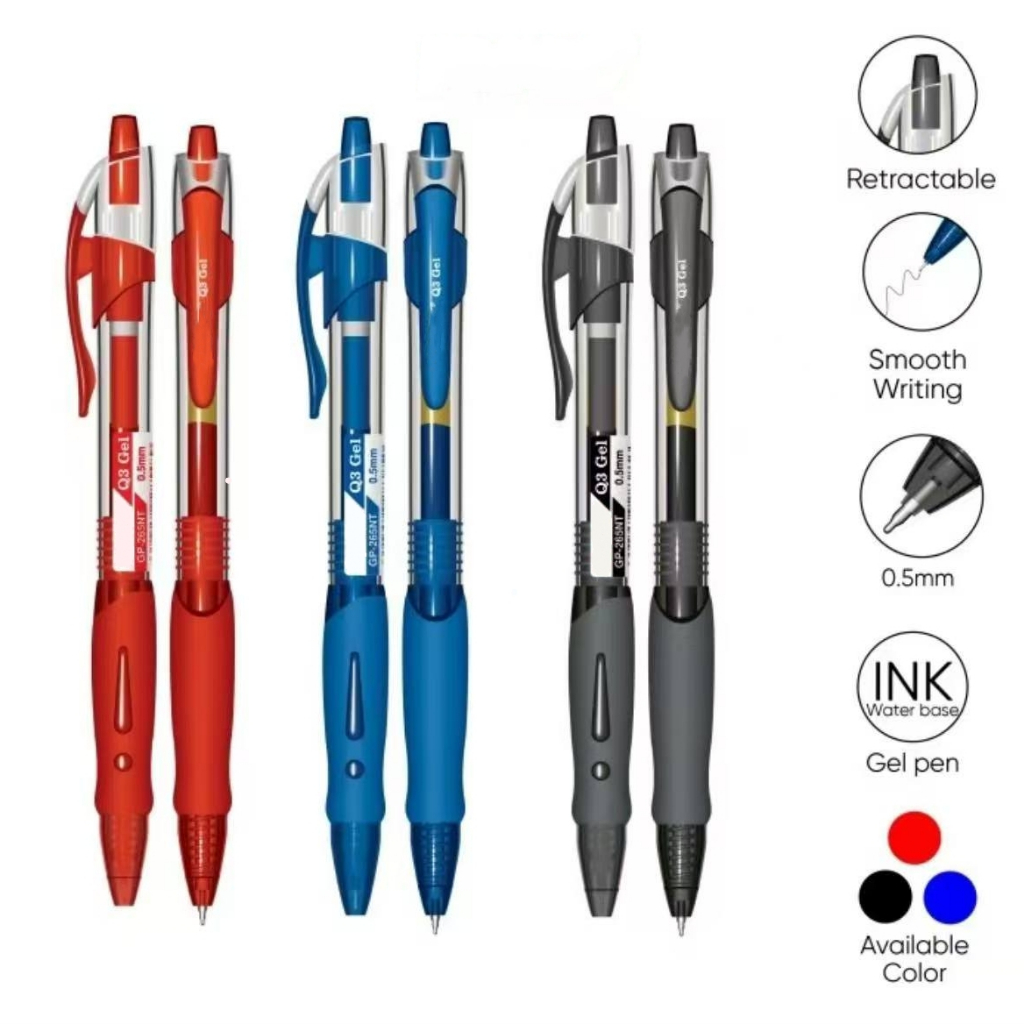 

(BISA COD) DOREMI 1PCS Pulpen Gel Retractable Ink 0.5mm Standar JOYKO Pena Gel Alat Tulis GP-265 Q Gel