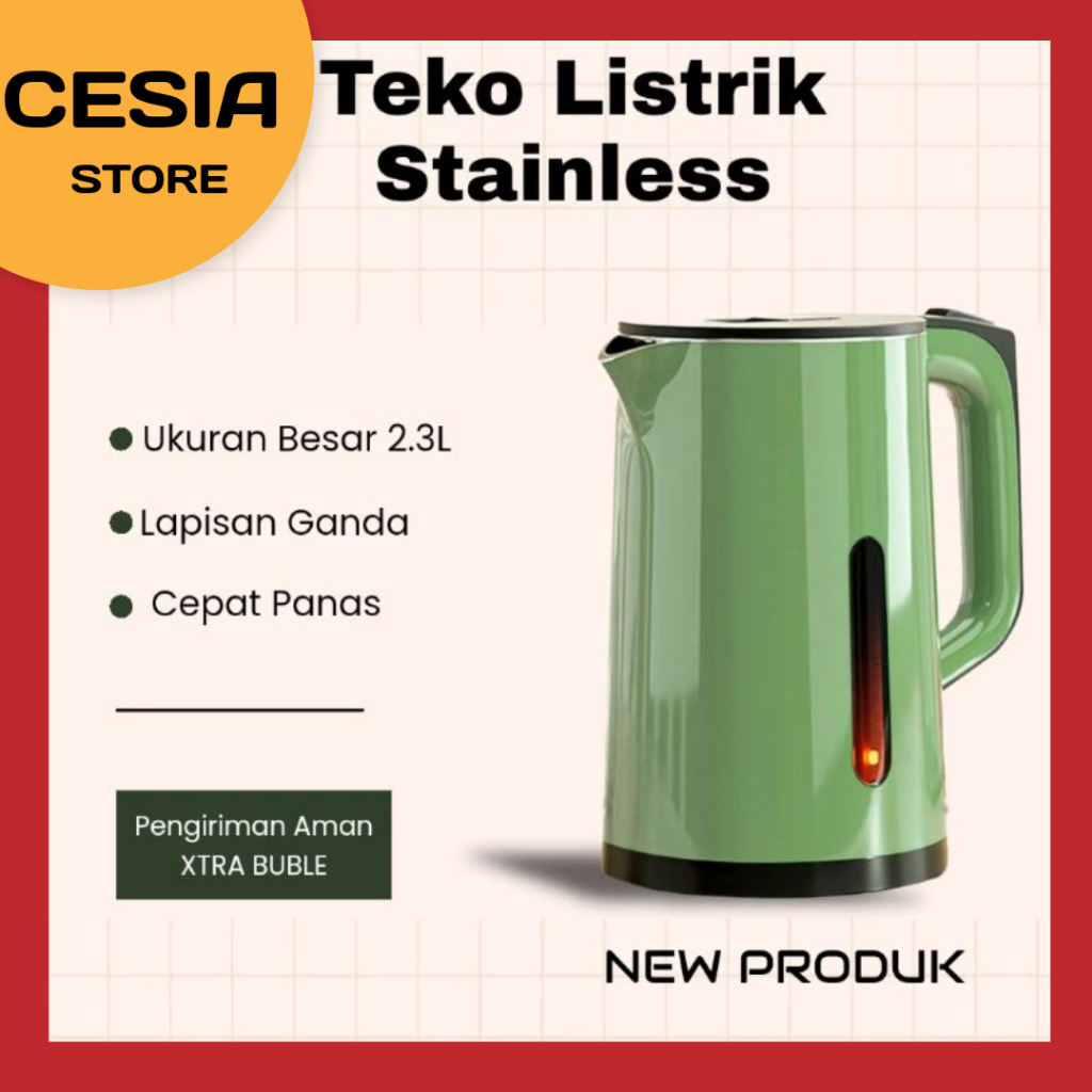 [ CS ] Teko Listrik Kettle Listrik Pemanas Air Ketel Ceret Air Panas Stainless Masak Air Low Watt