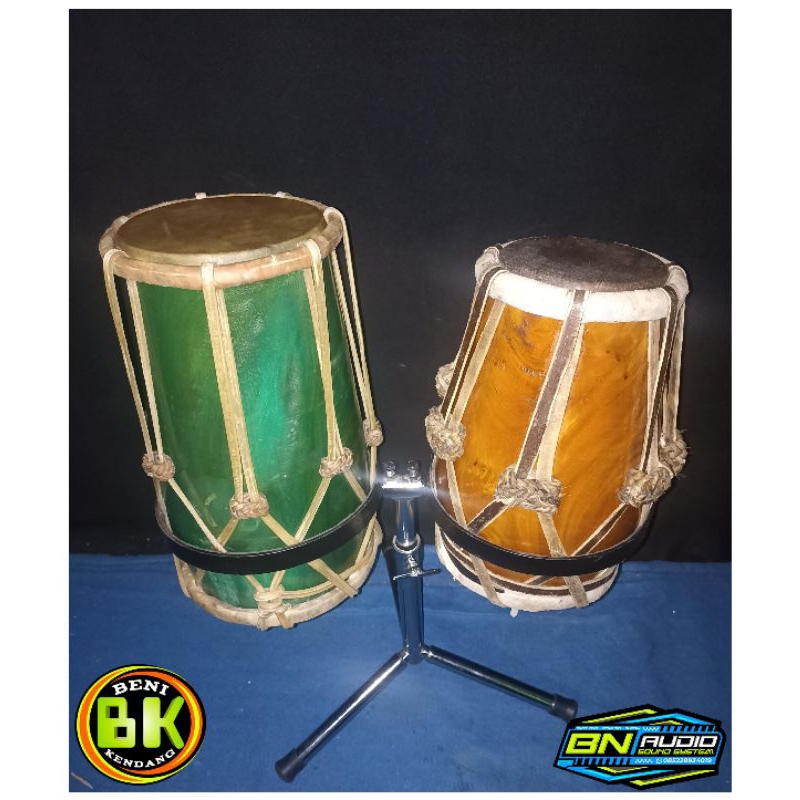 KENDANG KEMPUL TALI KULIT KEBO & SAPI - KAYU NANGKA SUPER + STAND