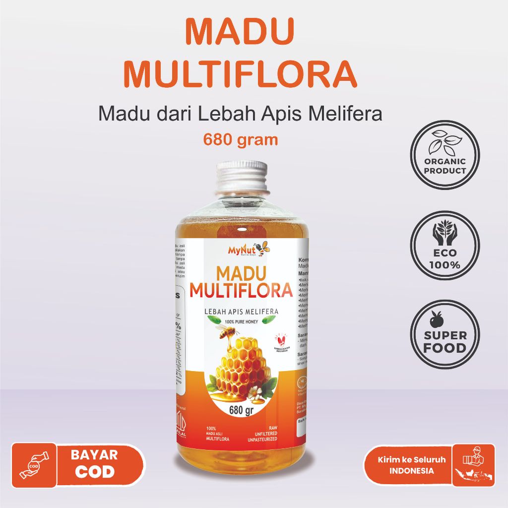 

MYNUT MADU MURNI 680 GRAM MADU LEBAH APIS MELIFERA 100% ORIGINAL