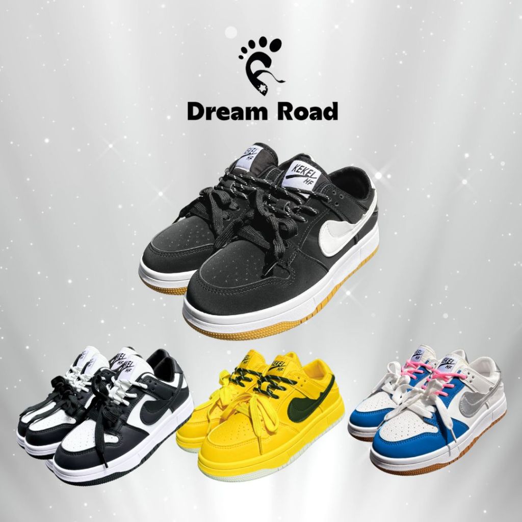 Yurika Sepatu Sneakers Wanita Model Tali 2 Terbaru, anti slip dan ringan, Warna Hitam, Putih-Hitam, 