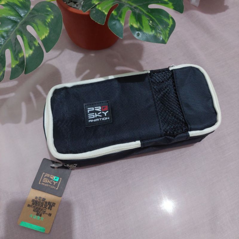 

[YOBANA] KOTAK PENSIL TEMPAT PENSIL PENCIL CASE RESLETING BANYAK STORAGE HITAM ELEGAN