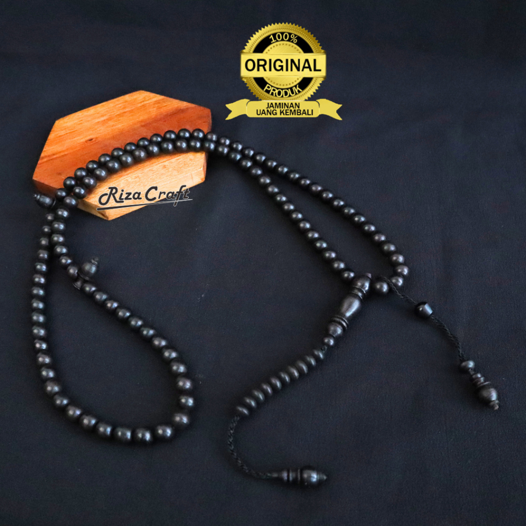 Tasbih Kayu Eboni Hitam Ebony Sulawesi Unik stock terbatas Terbaik 99 Butir Dzikir Muslim