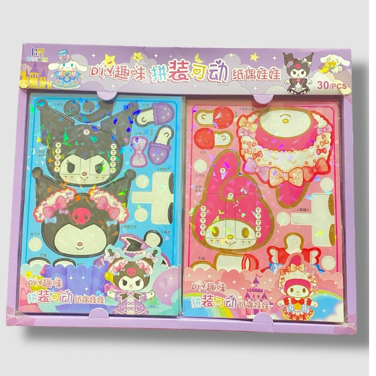 

Mainan DIY Quiet Book Sanrio Melody Kuromi Mainan Stiker Bongkar Pasang Mainan Edukasi Anak