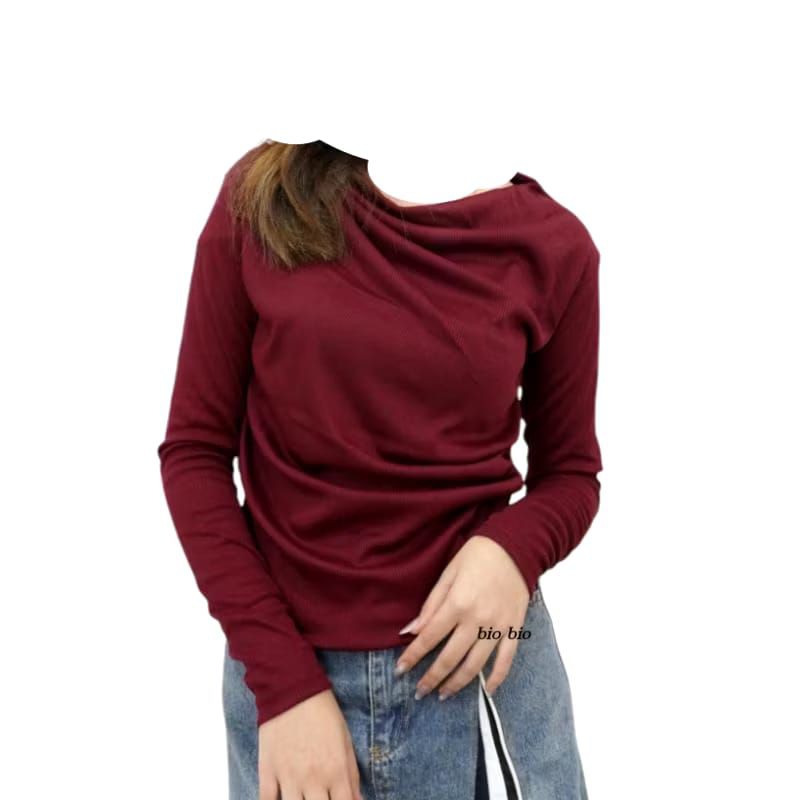 April Top | Atasan Knit Wanita Korean Top Baju Knit Wanita Lengan Panjang Basic Long Sleeve