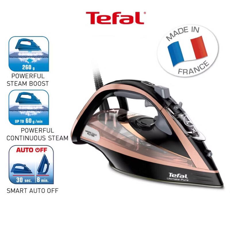 Tefal FV9845 Ultimate Pure Steam Iron Hitam & Tembaga