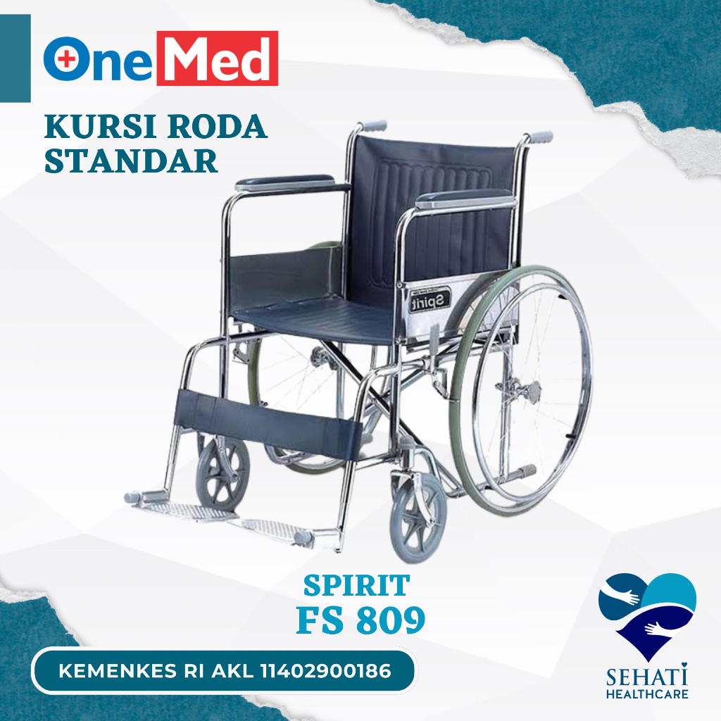 Onemed Kursi Roda Spirit FS809 Standar Wheel Chair Ekonomis FS 809 Medis Kesehatan