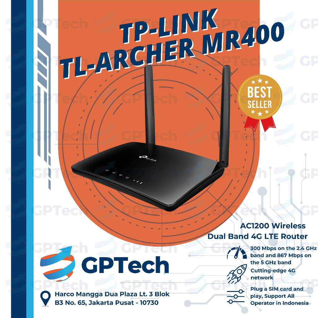 TP-LINK TL-ARCHER MR400 4G Modem Router AC1200 Wireless Dual Band Gigabit 4G LTE Router Direct Simca