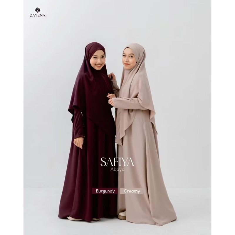 ZAYENA - Safiya Set | Abaya & Khimar Bandana Anti UV | Abaya Umroh Haji Polos