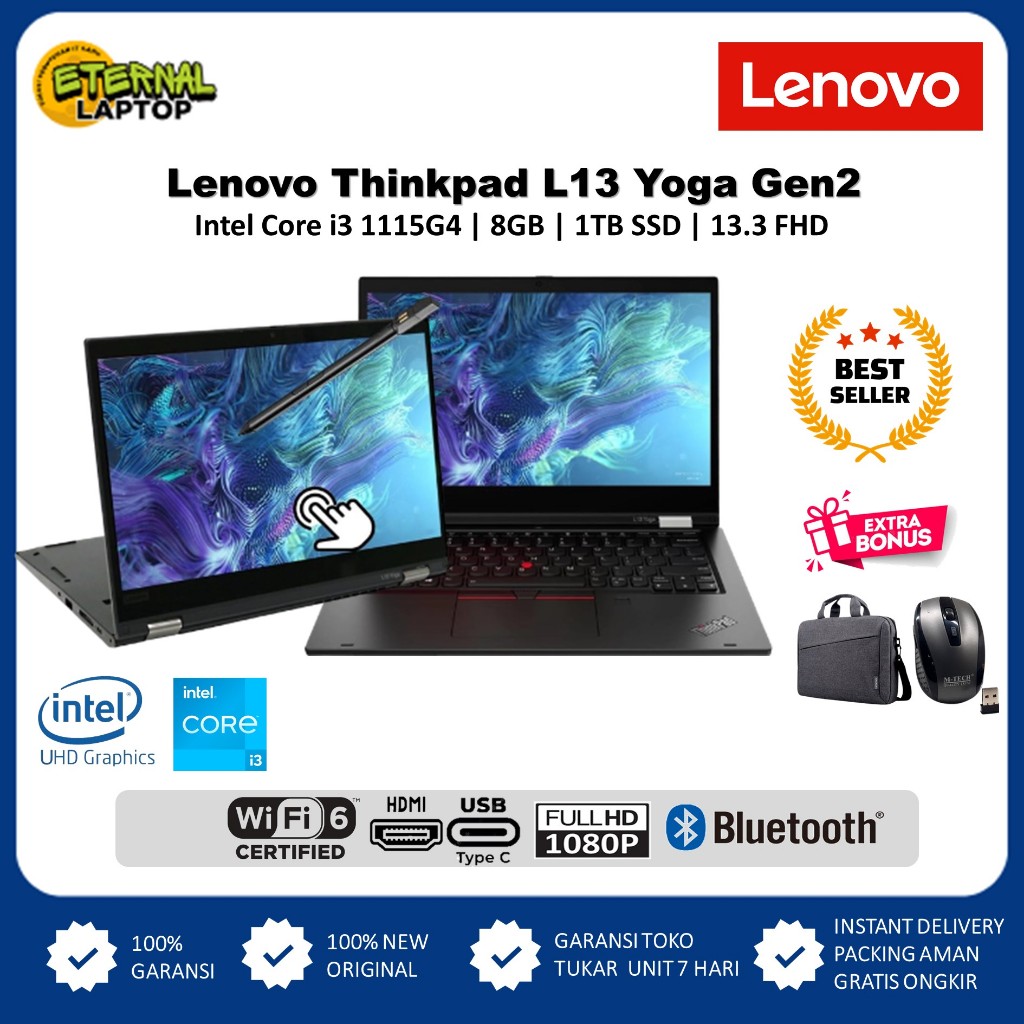 Laptop Flip Touchscreen Lenovo Thinkpad L13 GEN3 Intel Vpro i5 1245U 16GB / 1TB SSD Backlight Win 11