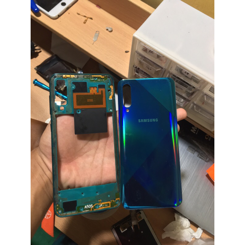 BEZEL + BACKCOVER HIJAU SAMSUNG A50s ORIGINAL COPOTAN