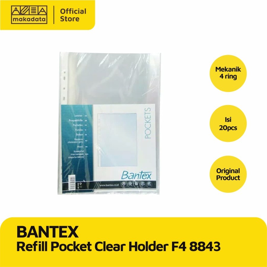 

REFILL POCKET CLEAR HOLDER BANTEX F4 8843 PLASTIK BENING (ISI 20PCS) MURAH