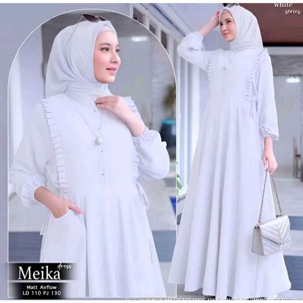 Gamis Putih Manasik Haji Wanita Crinkle Airflow Premium