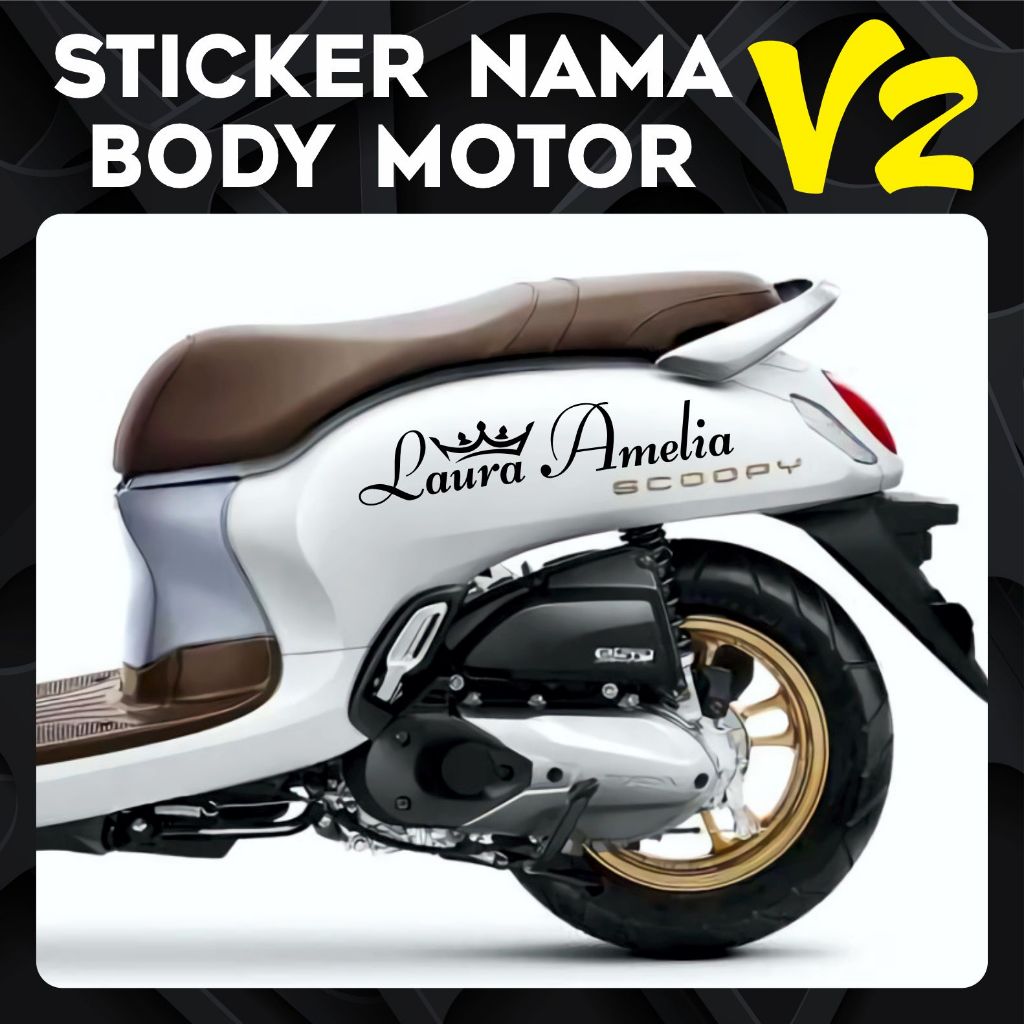 Sticker Nama Body Motor V2 Cutting Kaligrafi Jepang Korea Arab China Cina Thailand Jawa Sunda Stripi