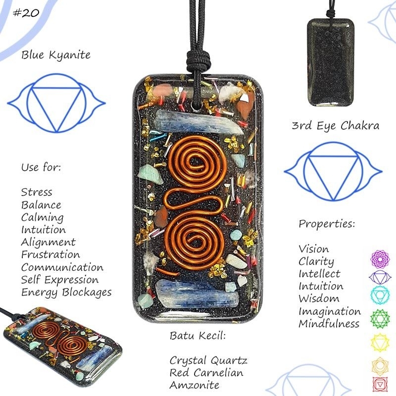 Kalung pendant orgonite triskelion anti radiasi 5G kesehatan ukuran Besar