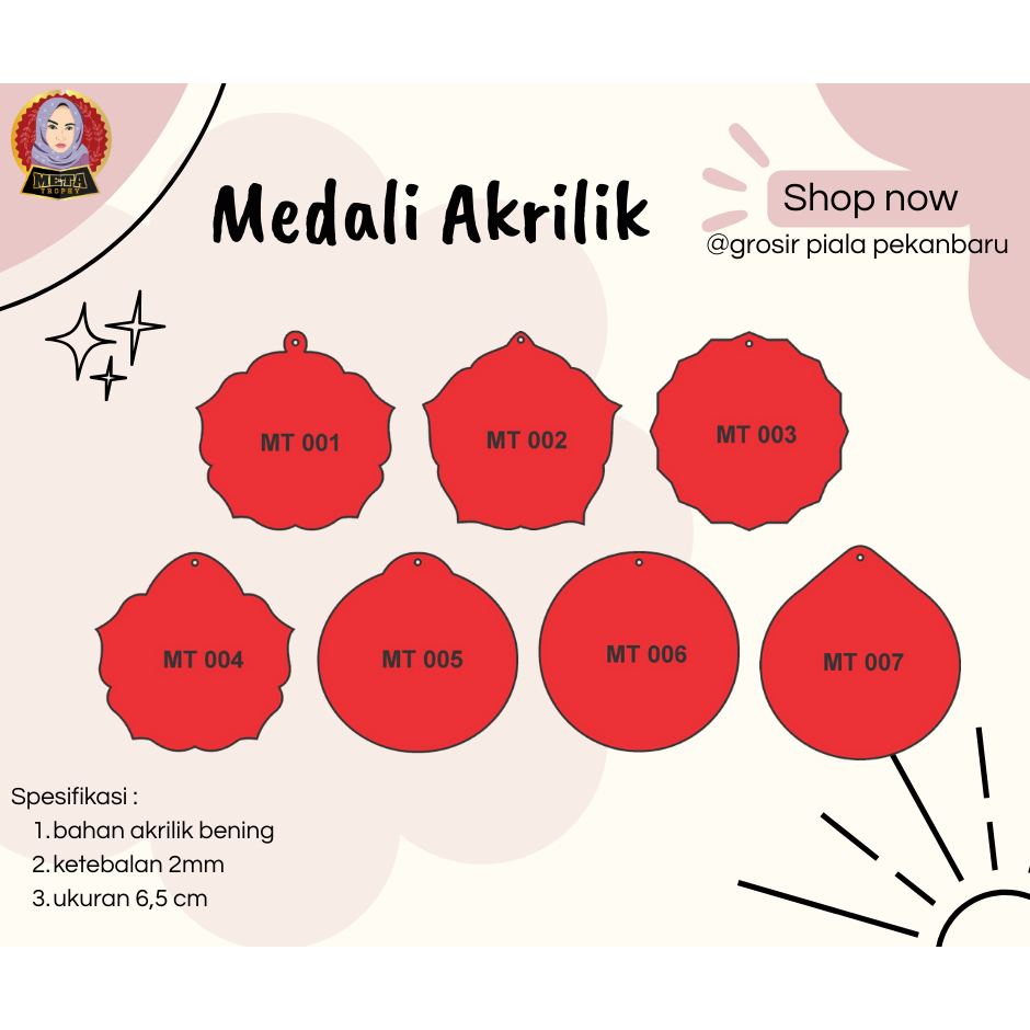 Bahan Medali / Medali Akrilik / Medali 6.5 cm Acrylic / Medali Akrilik Polos/ Medali Akrilik Kosonga