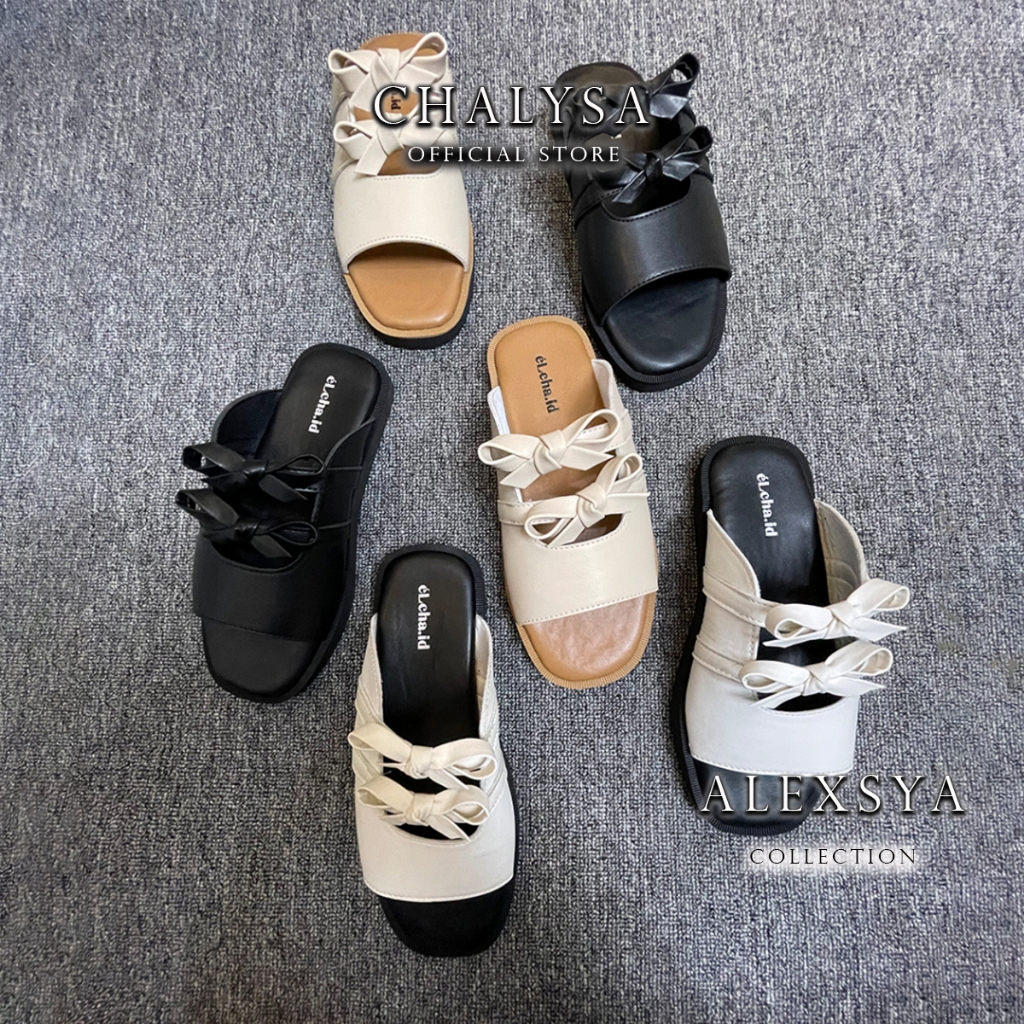 Chalysa - Sandal Flat Wanita Terbaru 2023 Sendal Teplek Tali Motif Silang Kekinian Viral