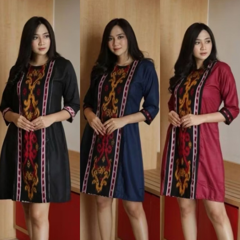 Dress Songket Kombinasi Modern kekinian new Motif / Dress Songket / Dress Natal / Dress seragam Gere