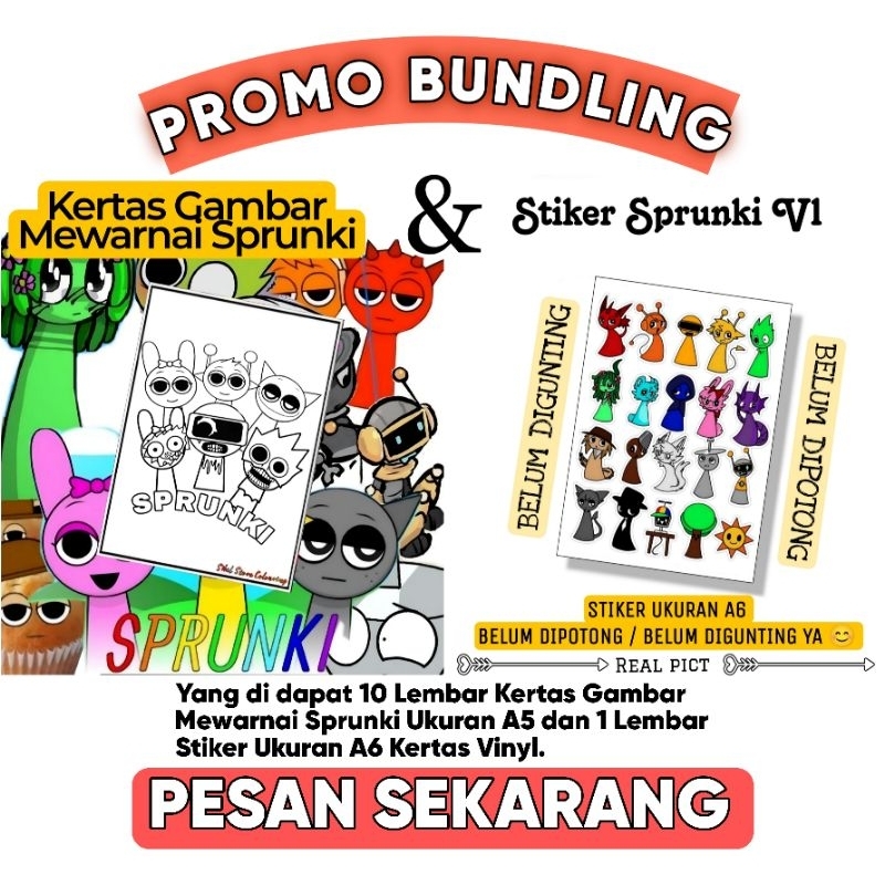 

PROMO BUNDLING KERTAS GAMBAR SPRUNKI & STIKER SPRUNKI V1 / STIKER LUCU / STIKER PROMO