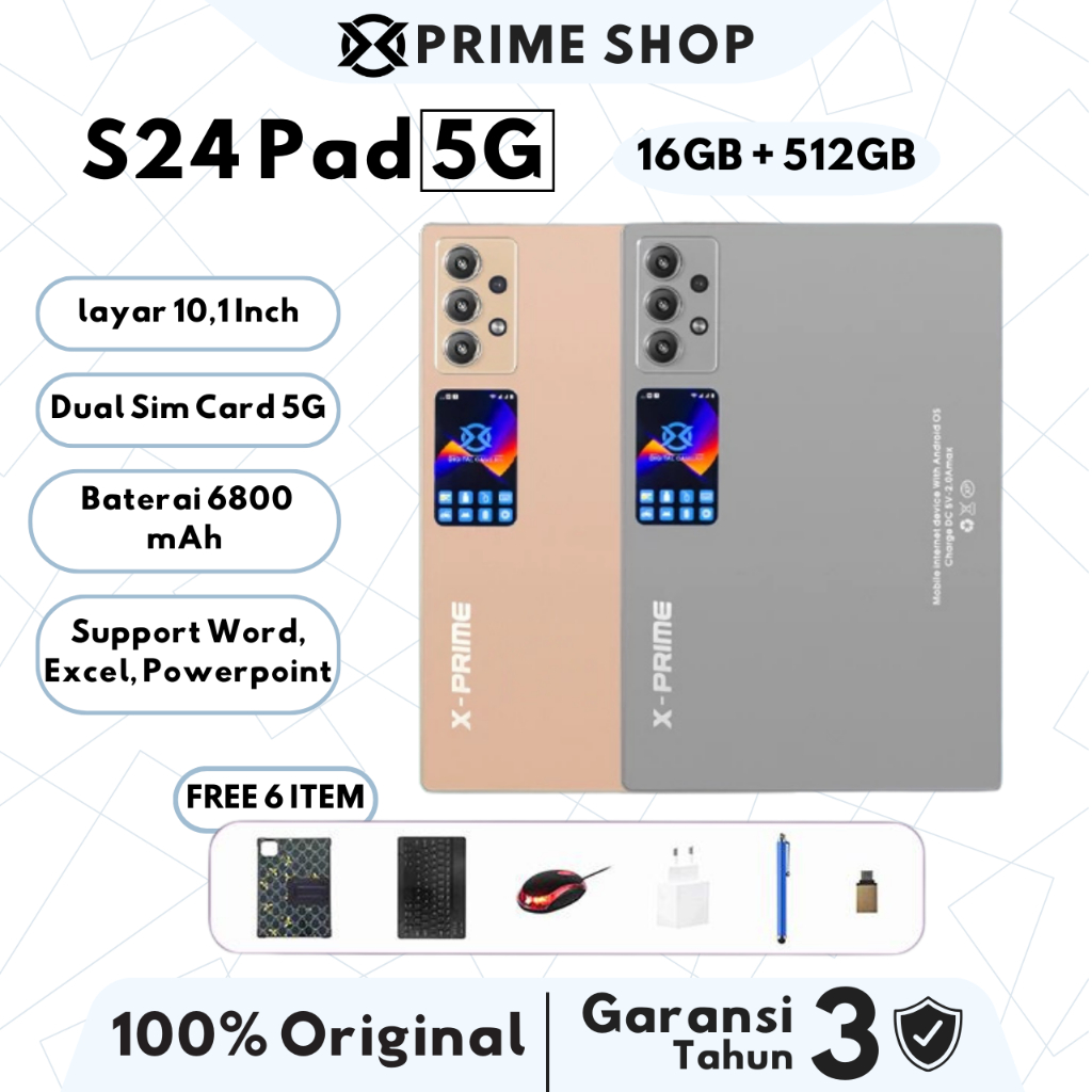[COD] Baru X-PRIME Samsug S24 PAD Tablet PC Android [16GB+512GB] Tab Tablet Android Multifungsi Kerj