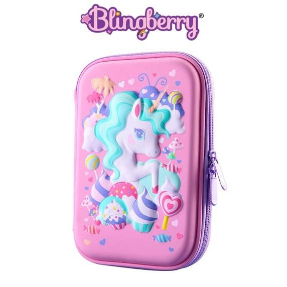 

AT BLINGBERRY Kotak Pensil 3D Timbul Unicorn Lolipop Anak Perempuan Hardcase Tempat Pensil Unicorn
