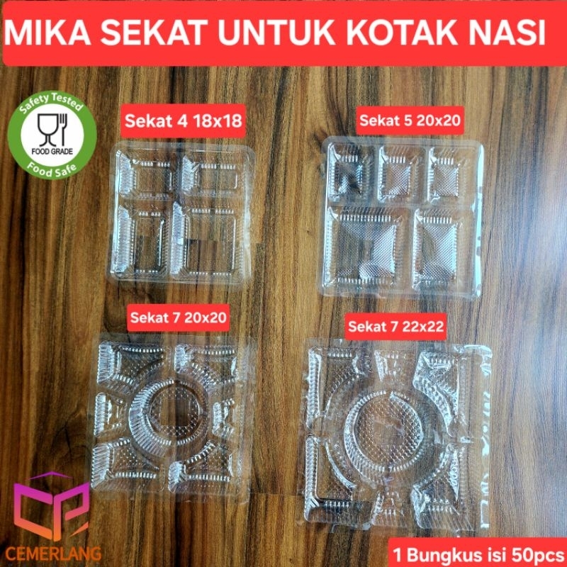 Tray Nampan Mika Sekat Plastik Kotak Nasi 18x18 20x20 22x22 Sekat 4 / Sekat 5 / Sekat 7