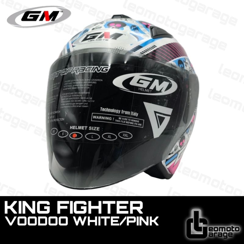 HELM GM KING FIGHTER HELM HALF FACE VOODOO WHITE/PINK