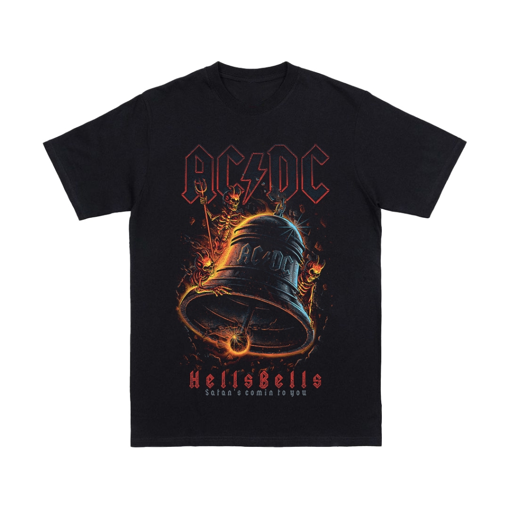 Kaos ACDC - HELLS BELLS Tshirt band metal baju Premium pria wanita