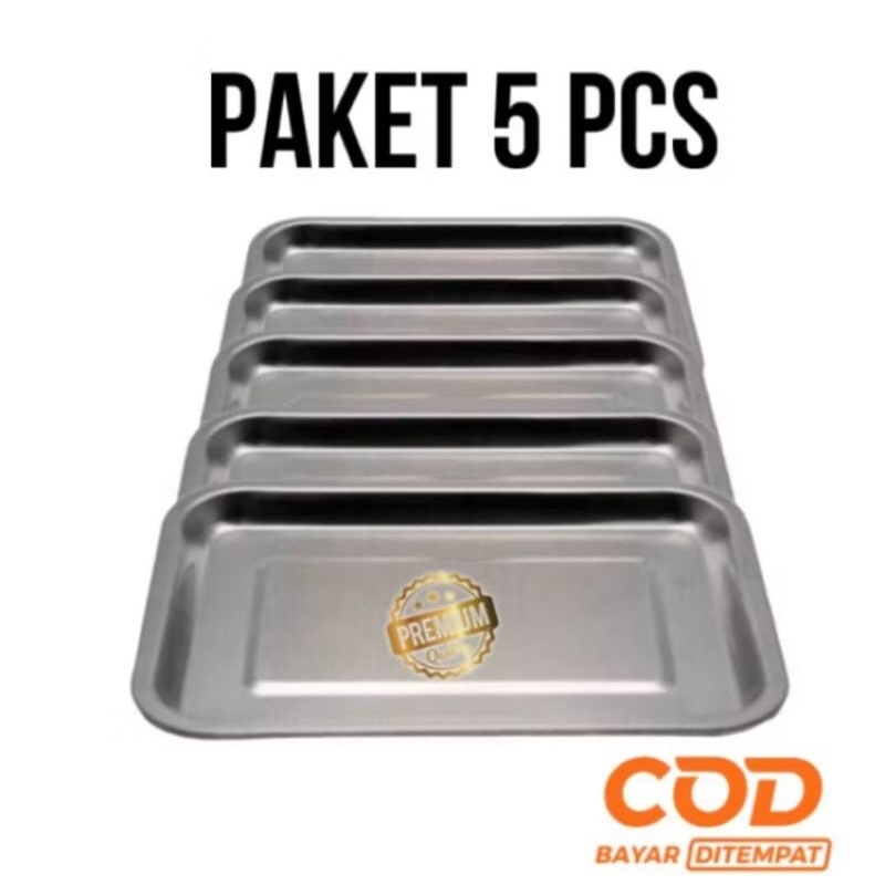 5 PCS NAMPAN STAINLESS KOTAK PERSEGI PANJANG TEBAL JUMBO BESAR KECIL