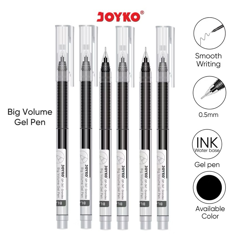 

Pulpen Joyko GP-347 Grandez ECER 1 Biji / Ballpoin Joyko Tinta Hitam / Pena Big Volume Gel Pen