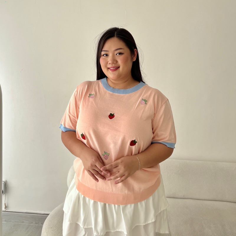 BERRI Atasan Knit Wanita Jumbo / Kaos Rajut Bigsize