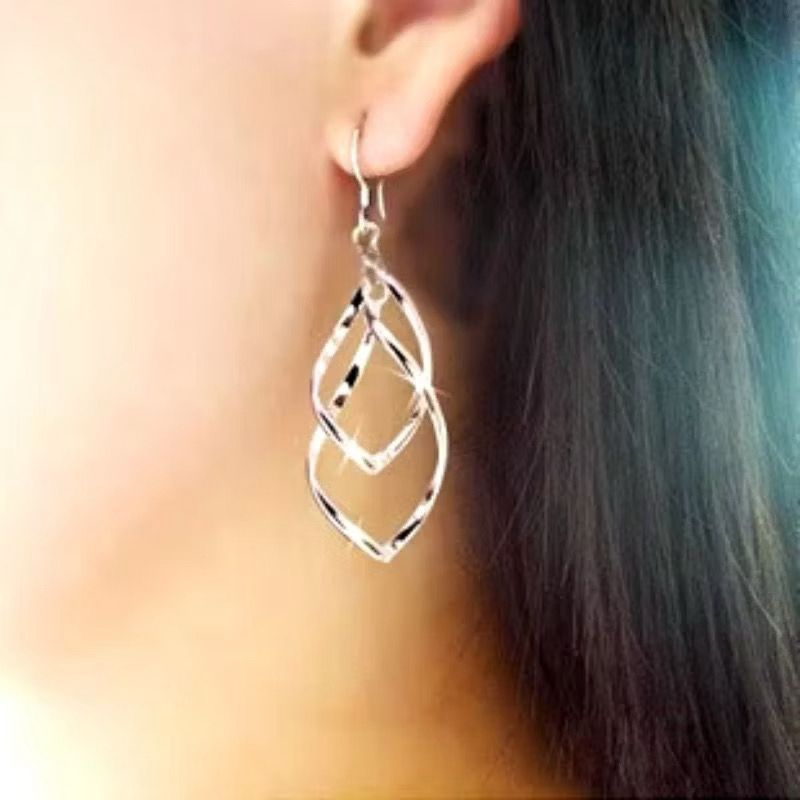 Anting Gantung Panjang Bentuk Geometri Untuk Wanita