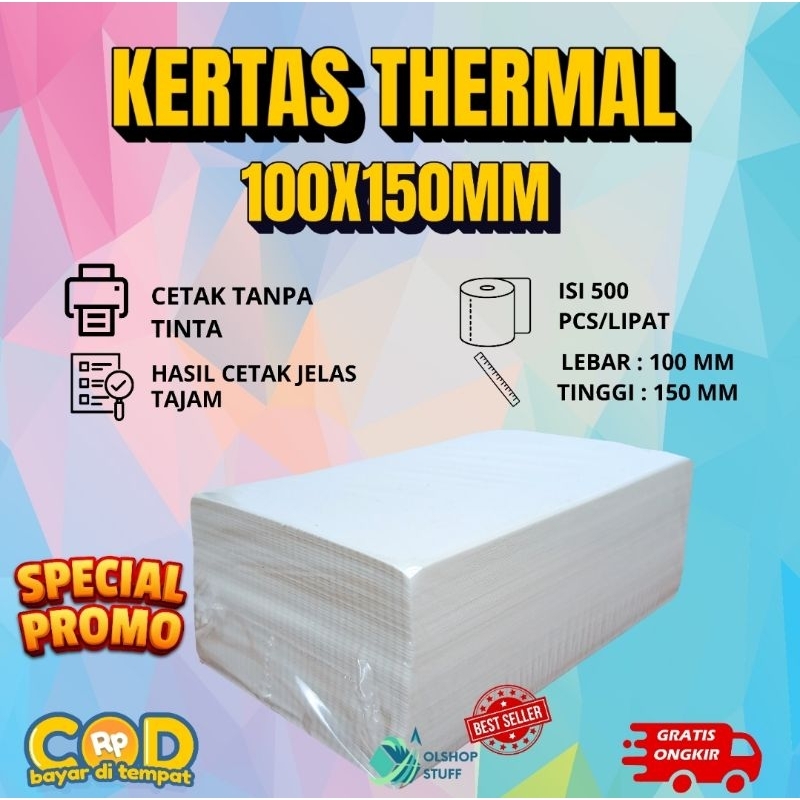 

KHUSUS INSTANT KERTAS THERMAL 100X150MM UKURAN A6 LABEL THERMAL BARCODE