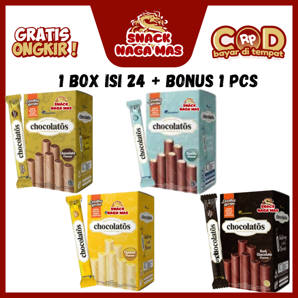 

CHOCOLATOS ROLL VANILLA/ KEJU / COKLAT ECER 1000 [1 KOTAK ISI 24 + 1 PCS]