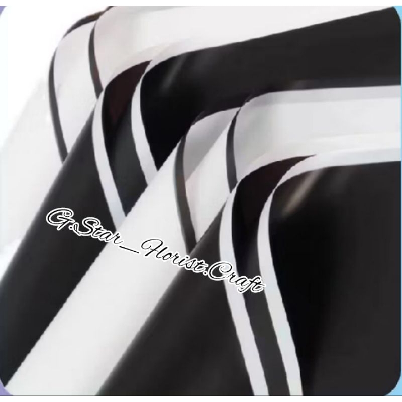 

Cellophane Monocrom Flower Wrapping paper line color black white kertas buket list putih hitam free packing