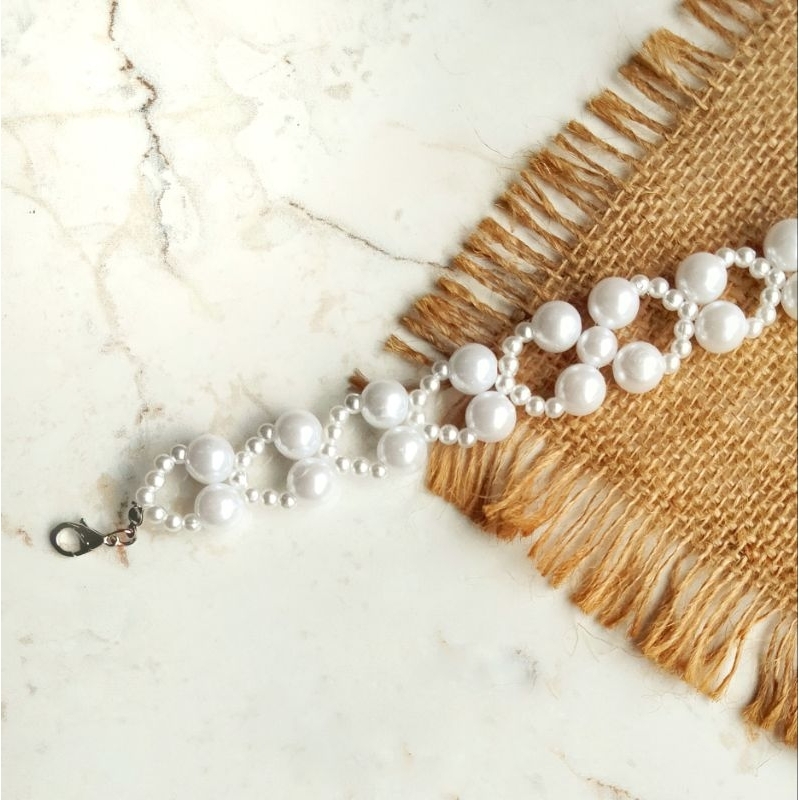 Konektor Masker Mutiara Putih & Hitam Part 2 | Konektor Masker Hijab