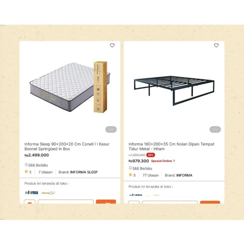 Divan Besi Springbed Bonnel 90 x 200 Informa Baru Murah