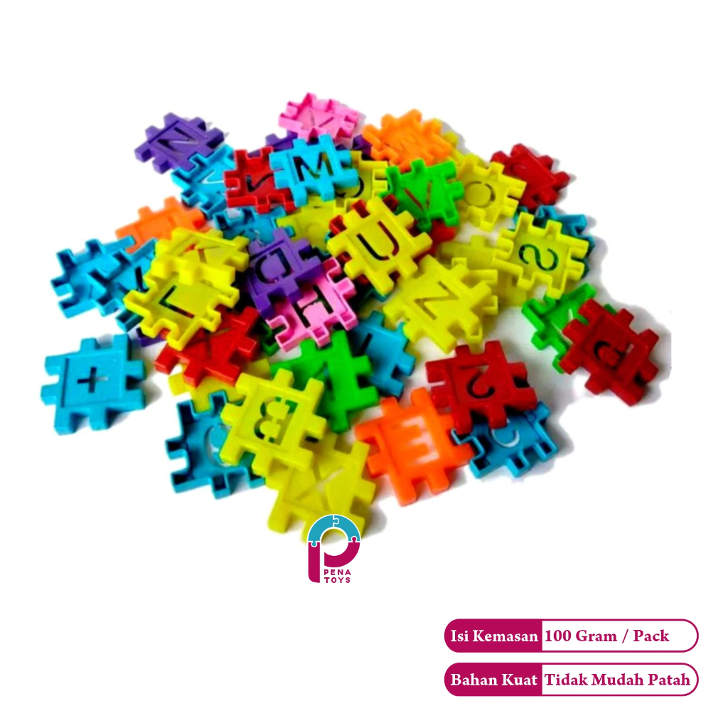 Mainan Anak Edukatif-Mainan Lego Meronce Kubus Huruf dan Angka Plastik