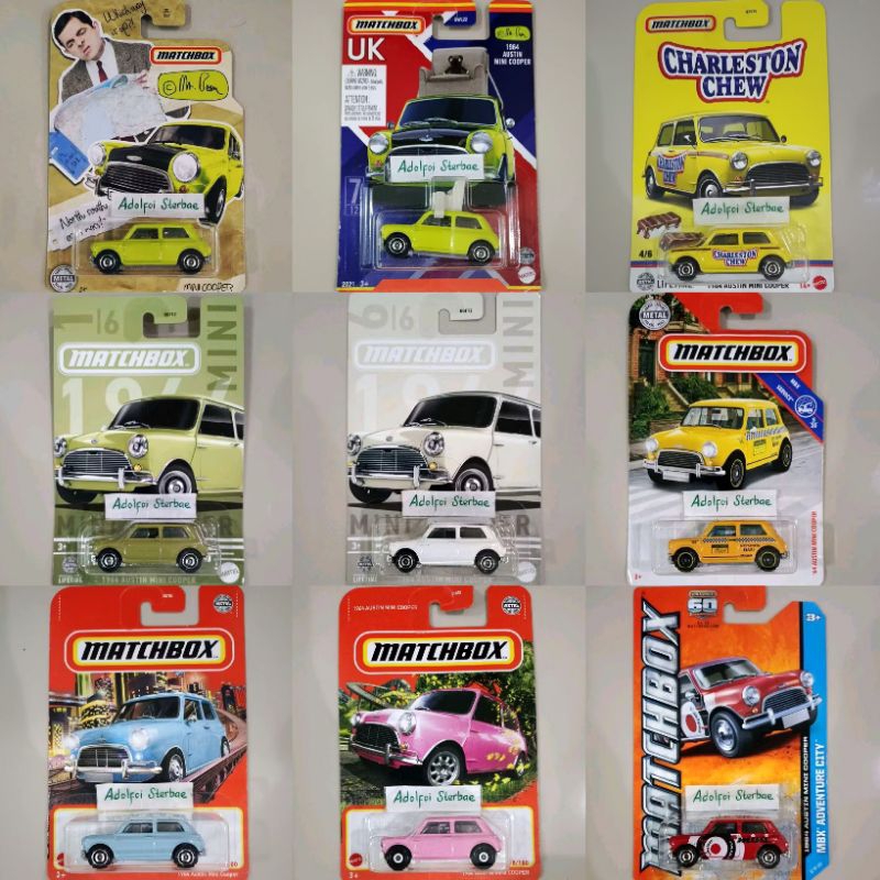 matchbox 1964 '64 austin mini cooper mr bean edisi UK 7/12 custom ban karet pink mini 1/6 6/6 city c