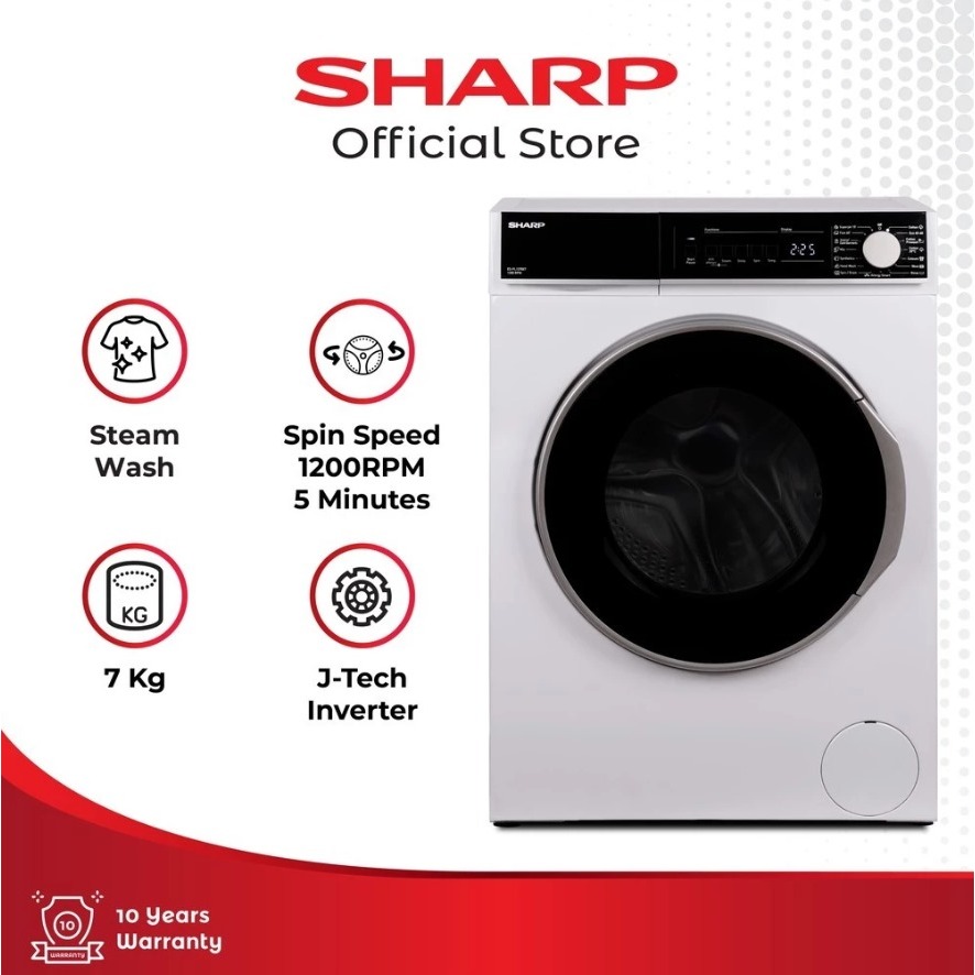 Sharp Mesin Cuci Front Loading Inverter ES-FL1270XT 7 KG - Sharp Mesin Cuci 1 Tabung